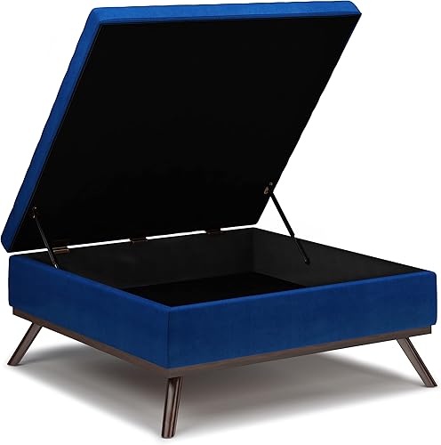 Miniatura 471 de SIMPLIHOME Owen - Bandeja rectangular moderna de mediados de siglo de 34 pulgadas de ancho, otomana pequeña para almacenamiento de mesa auxiliar, en