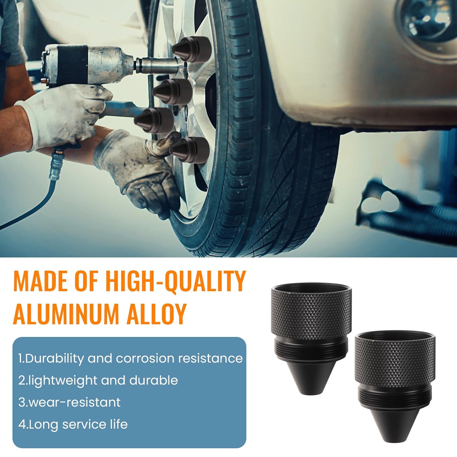 Black 1.375''X24 Cone Shaped Parts Stainless Steel Aluminium Replacemet Sealed End