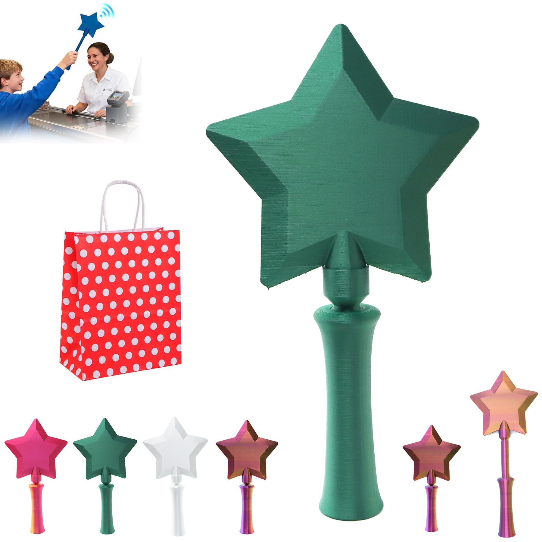 Fairy Pay Wand, 3D Printed Wand Tap to Pay,Star Magic Wands Contactless Payment Card Holder, Taps-to-Pays Credit Card Wands (Telescoping-F) — view 13