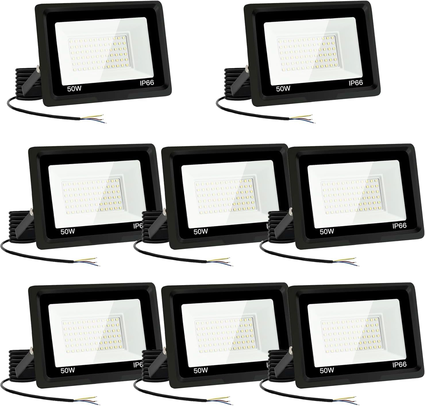Focos LED Exterior 50W Proyector LED Exterior 5000LM IP66 Impermeable Foco Proyector LED 6500K Blanco Frío Floodlight para Casa, Garaje, Patio, Terraza, Campo (8pcs)