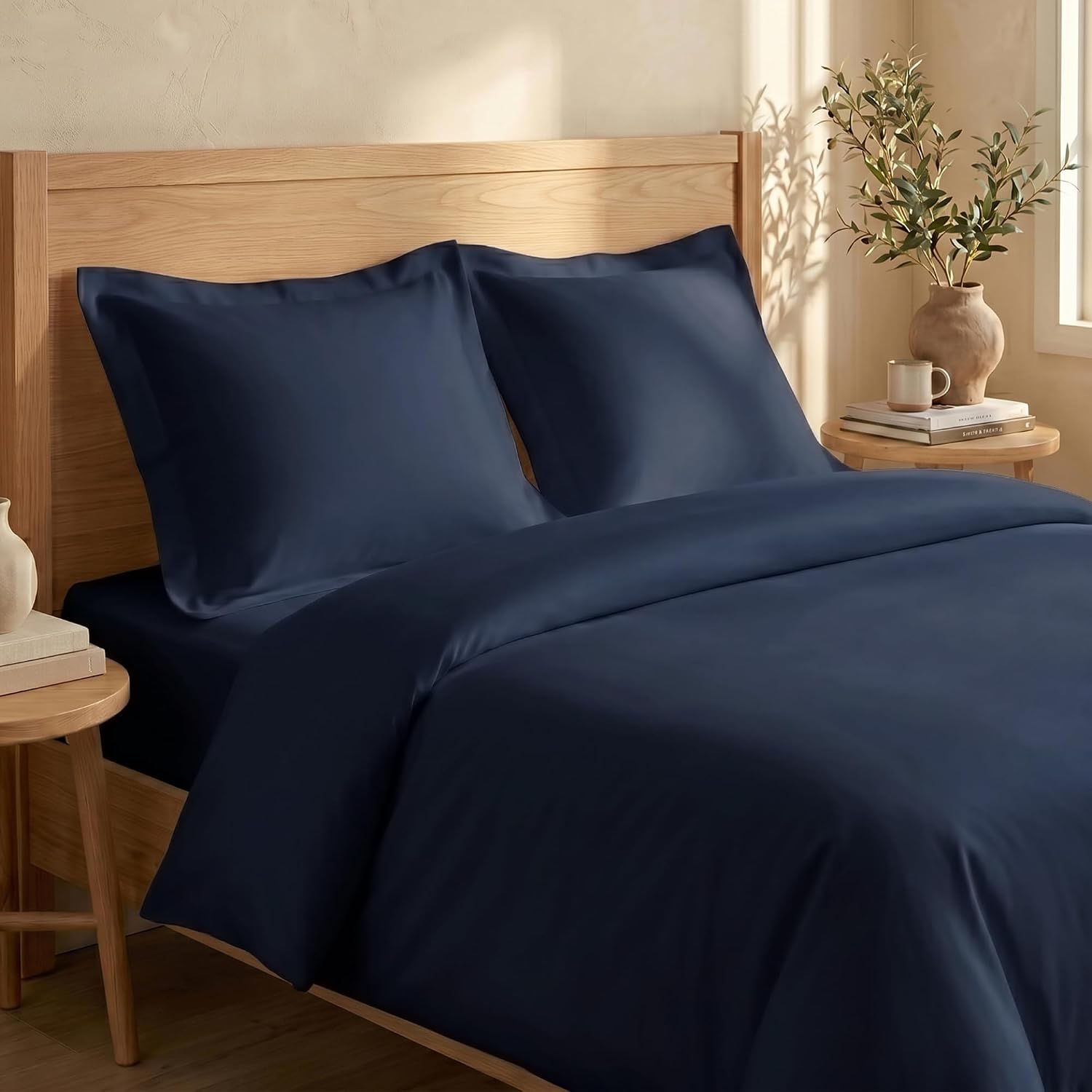 BIOWEAVES 100% Organic Cotton Twin/Twin XL Duvet Cover Set, 2-Piece, 300 Thread Count Sateen Weave GOTS Certified Comforter Cover with Buttoned Closure and 1 Pillow Sham – Dusty Rose, 66x90 inches