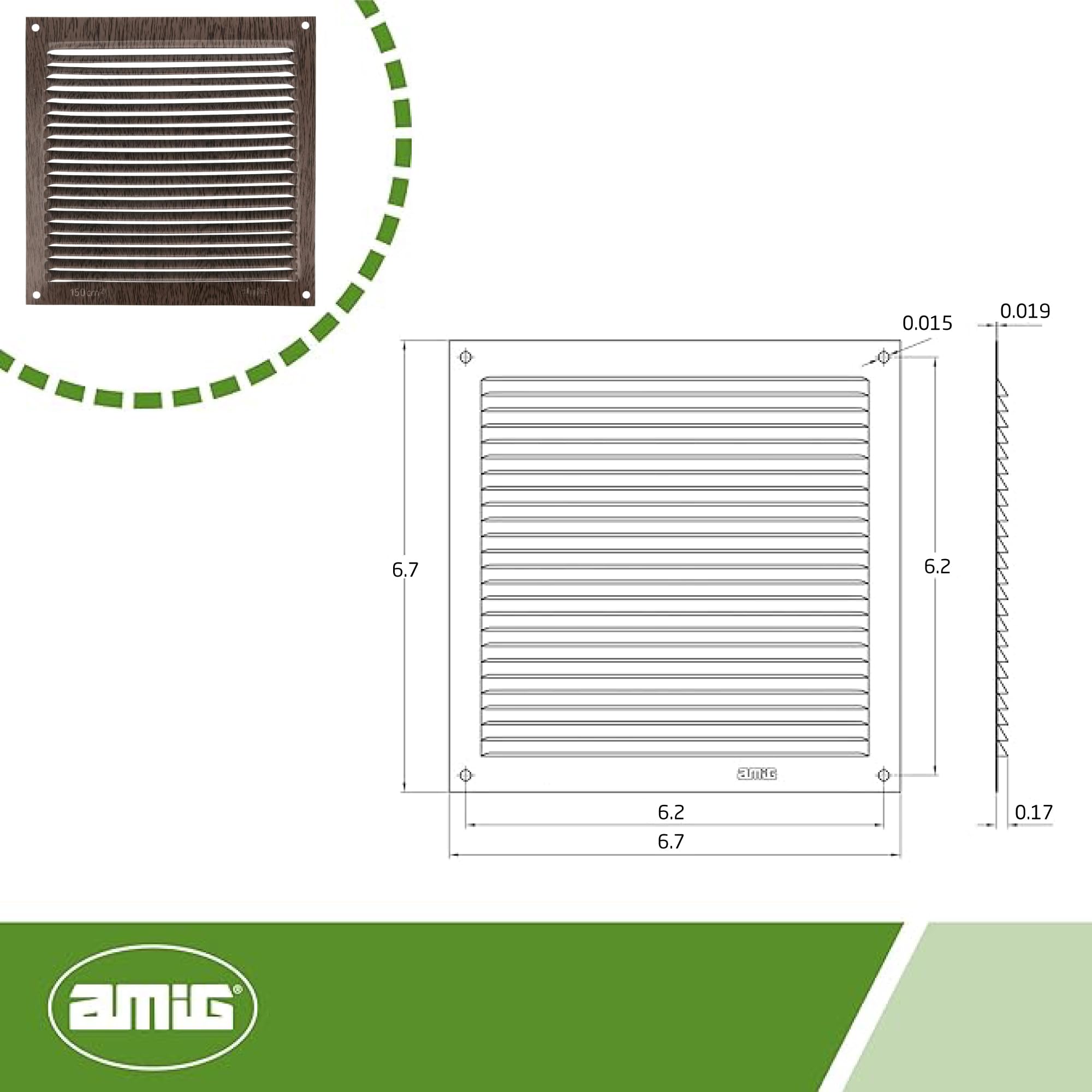 Amig 3-170 x 170 x 0.6 Aluminium Weng Display, Wenge, 170 x 170 mm - Image 4