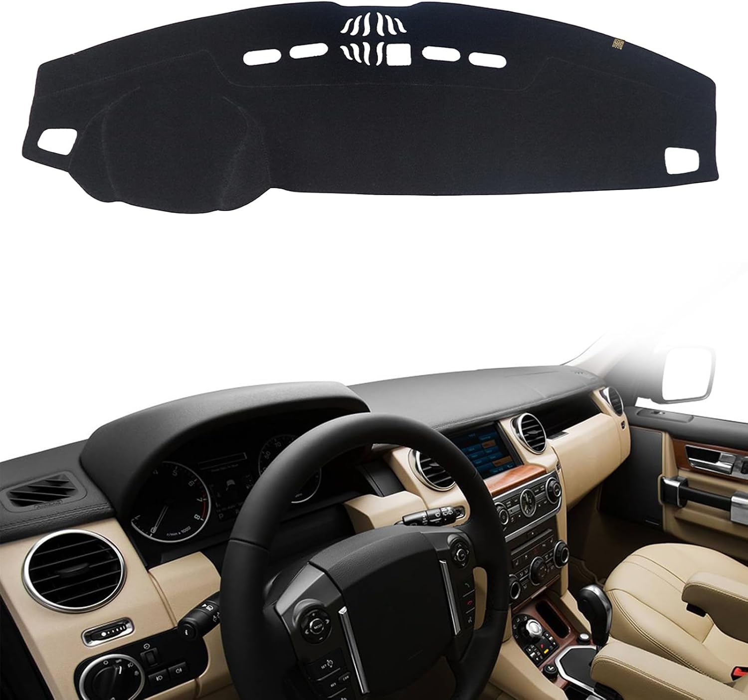 AUQDD Dashboard Cover Mat Fit for 2005 2006 2007 2008 2009 La-nd Rover LR3 /2010-2016 LR4, 2006-2009 Range Rover Sport, Black Flannel Dash Mat, Anti-Glare, Anti-Reflection, No Peculiar Smell