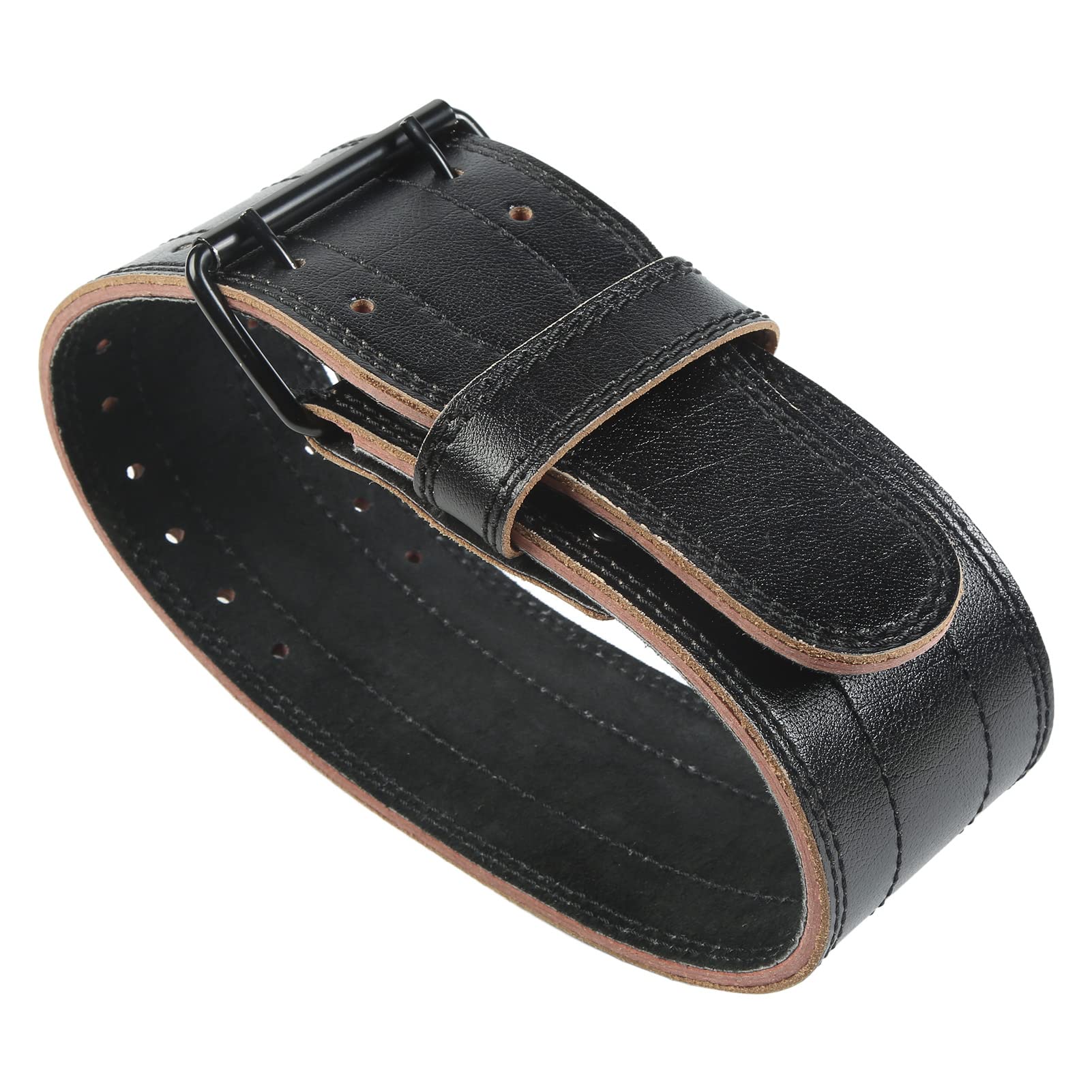 Ceinture d'haltérophilie en cuir, soutien lombaire pour l'entraînement de powerlifting avec boucle en acier, ceinture de musculation ajustable pour les squats, les soulevés de terr