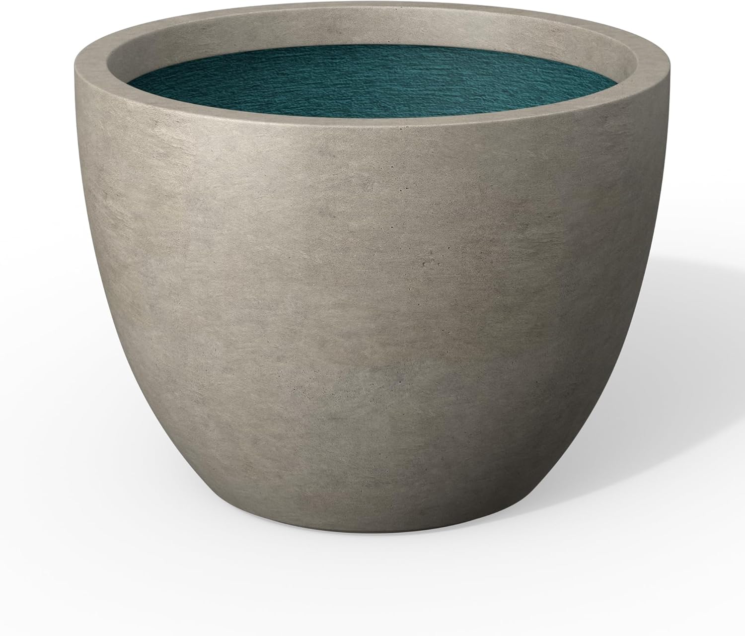 Kante 14.2 Inch Round Concrete Planter - Classic Large Plant Pot with Drainage Hole and Rubber Plug, Suitable for Gardens and Patios, Weathered Concrete Finish with Painted