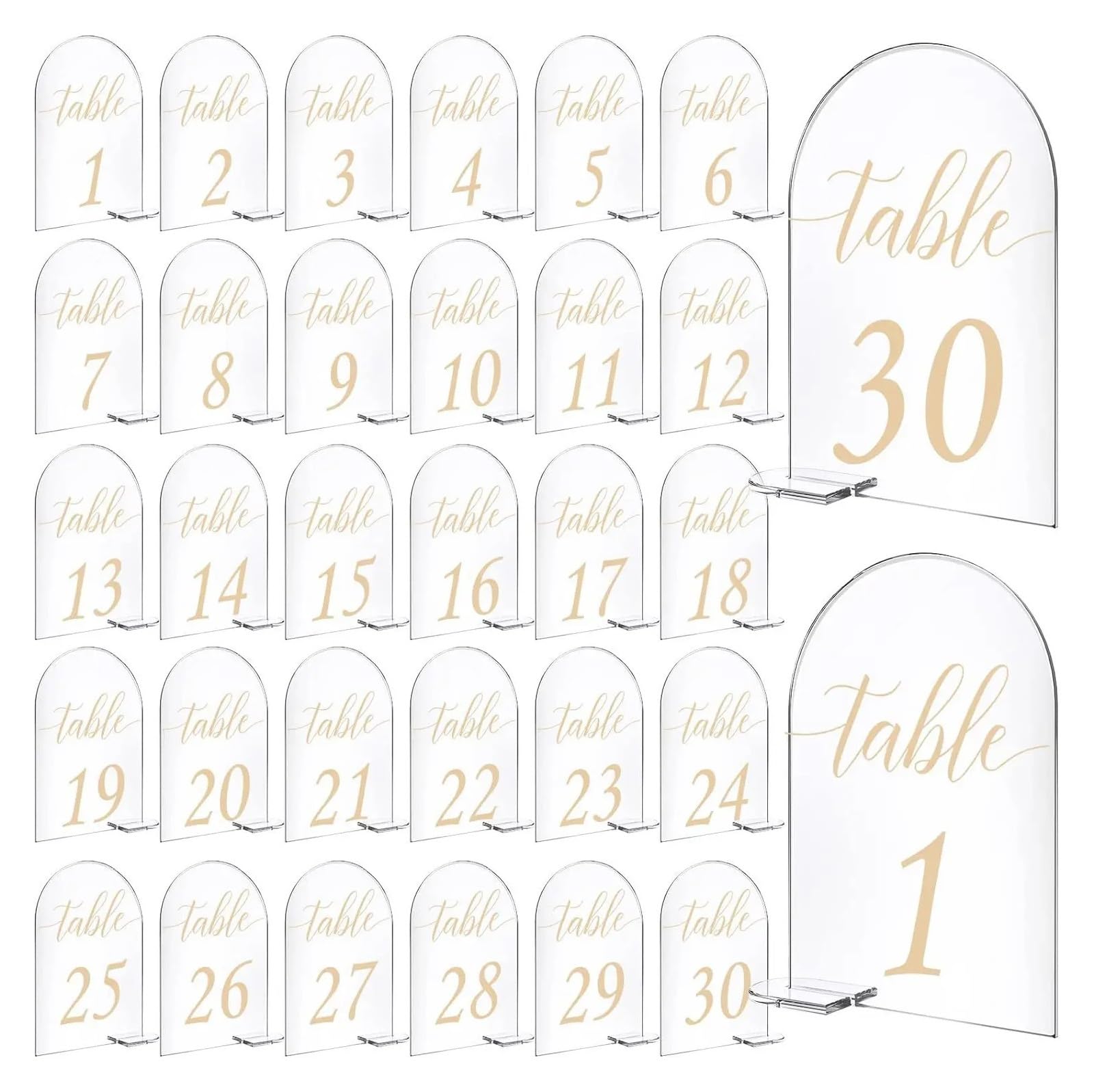 OJEVMLFVQ Table Numbers 30pcs Arched Table Sign Seats Card Guest Name Tags Wedding Banquet Place Card 1-30