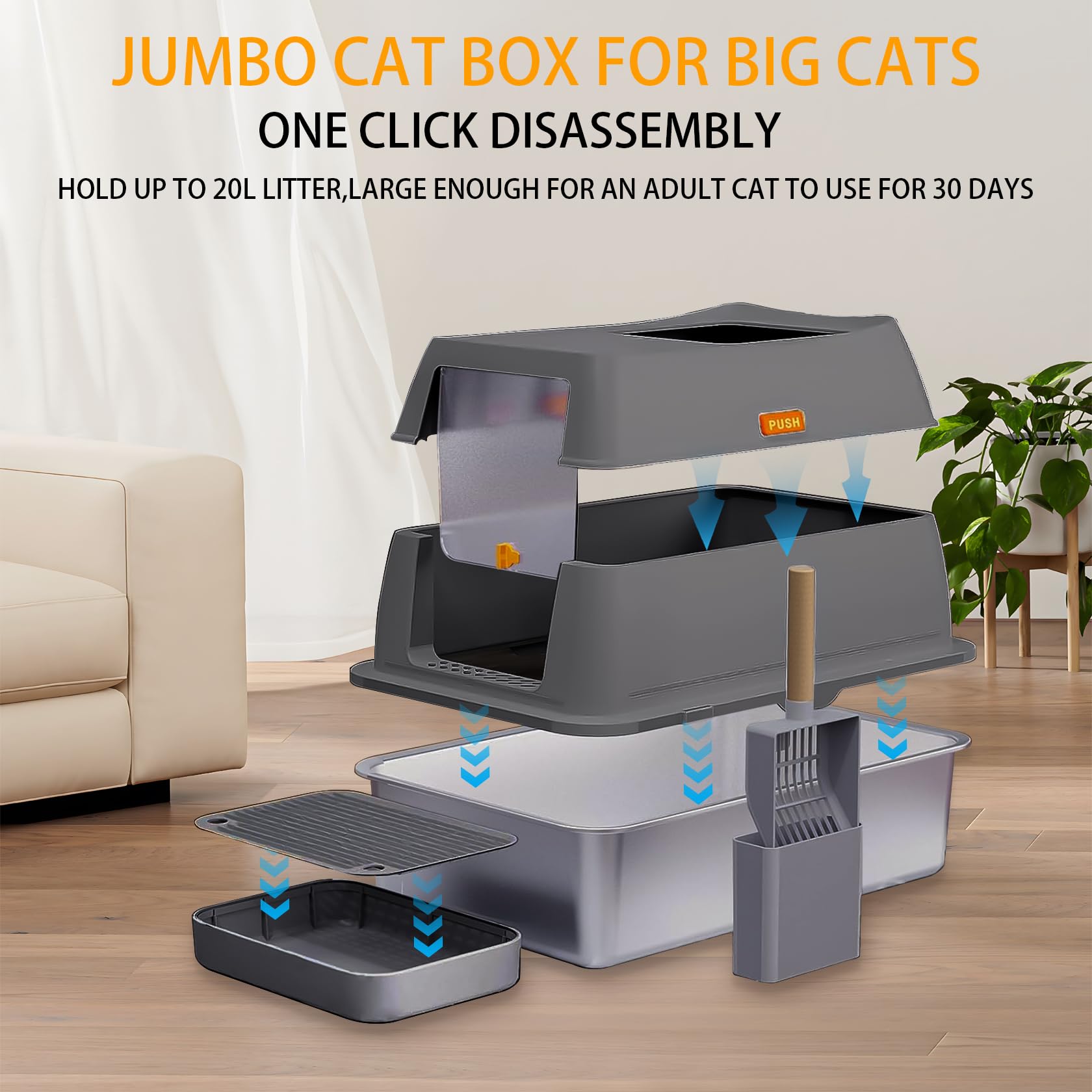 SM SunniMix Maisons De Toilette Pour Chats, Bac Litière Pour Chat Semi