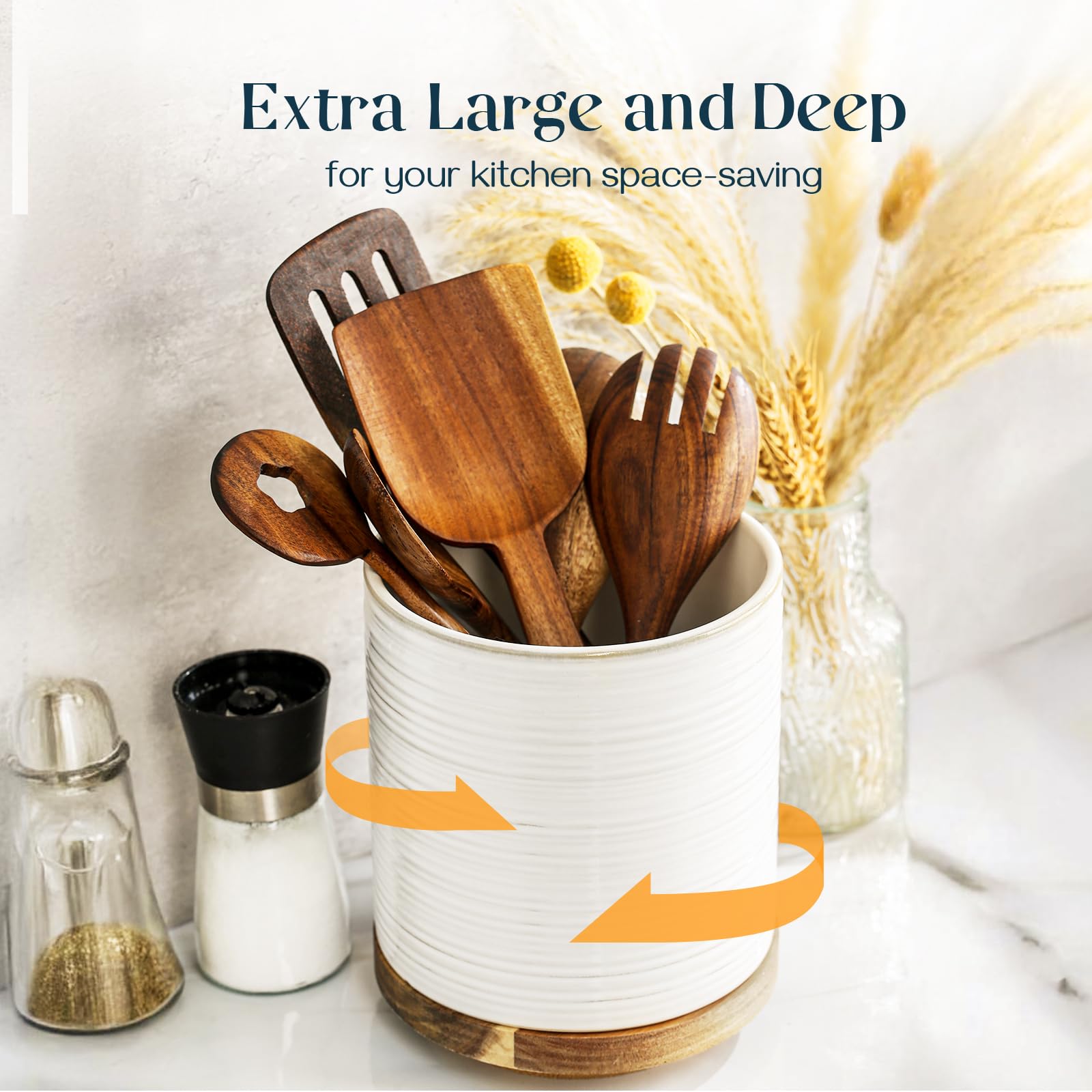 Snapklik.com : 360 Rotating Extra Large Cooking Utensil Holder, 7.6 ...