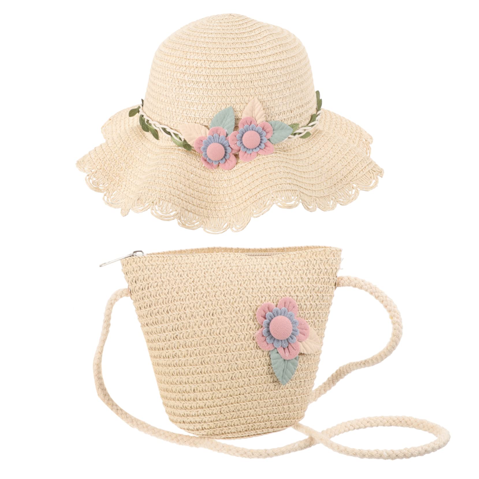Strandhut Für Mädchen Stroh Kind Fischerhut Für Mädchen Sommermützen Mädchen Hut Babymützen Sonnenhut Cowgirl-Hut Kappe Tasche Sommer Strandhüte Bademütze Mädchen Hüte
