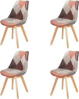 Juego de 2 sillas de comedor Tulip en tela de lino con respaldo suave