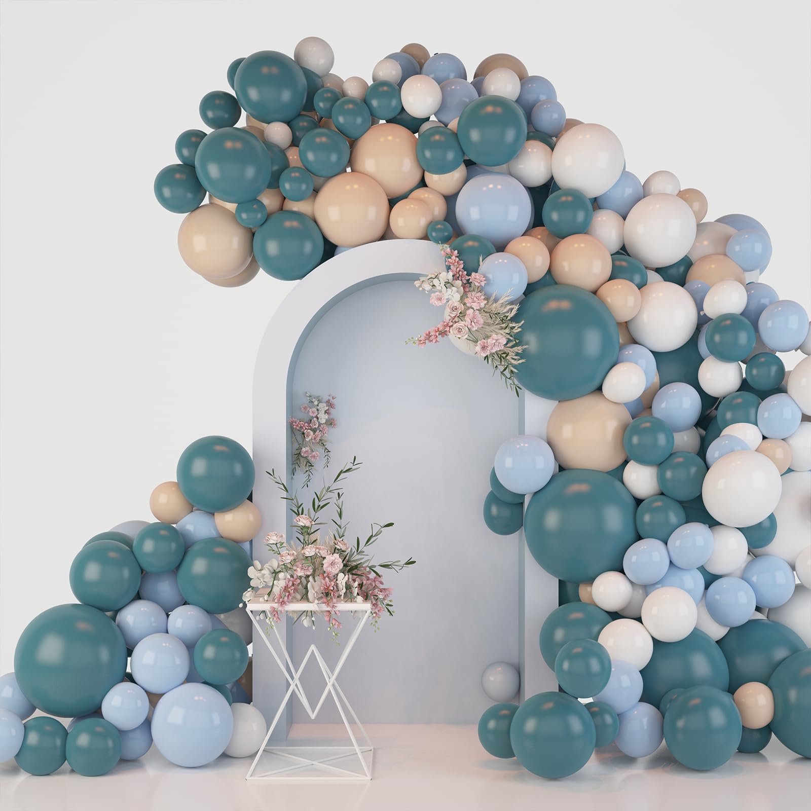 Dusty Blue Balloon Garland Kit - 122pcs Blue Balloon Arch kit with Bluey Sand White Latex Balloons Different Size Perfect for Wedding Birthday Baby Shower Gender Reveal Decorations