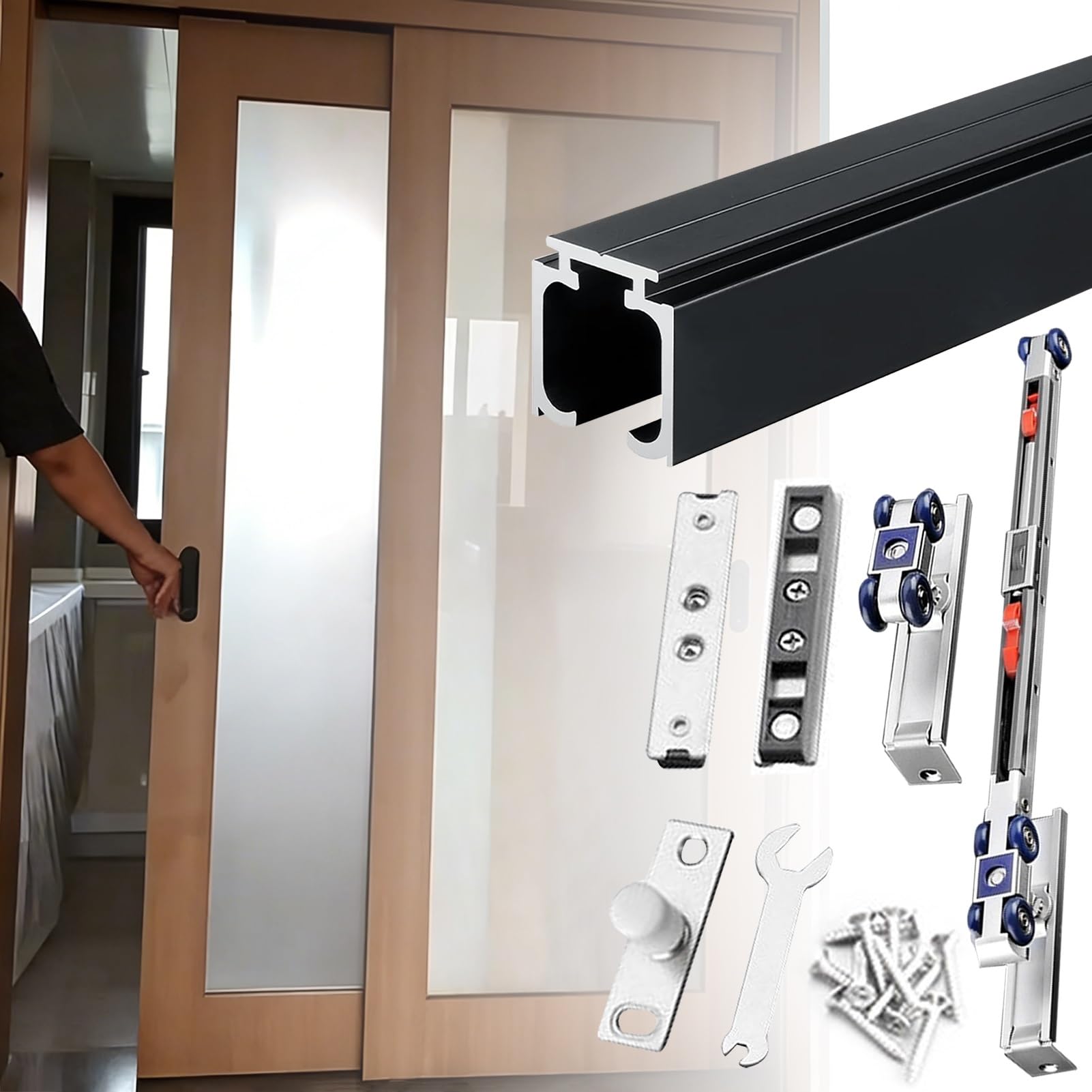 Rail de porte coulissante à fermeture douce pour placard et armoire moderne