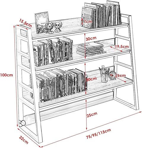 Miniatura 2 de Estantería de escritorio de hierro forjado de 3 niveles, estante de escritorio industrial para computadora, estantería multiusos, estantería de
