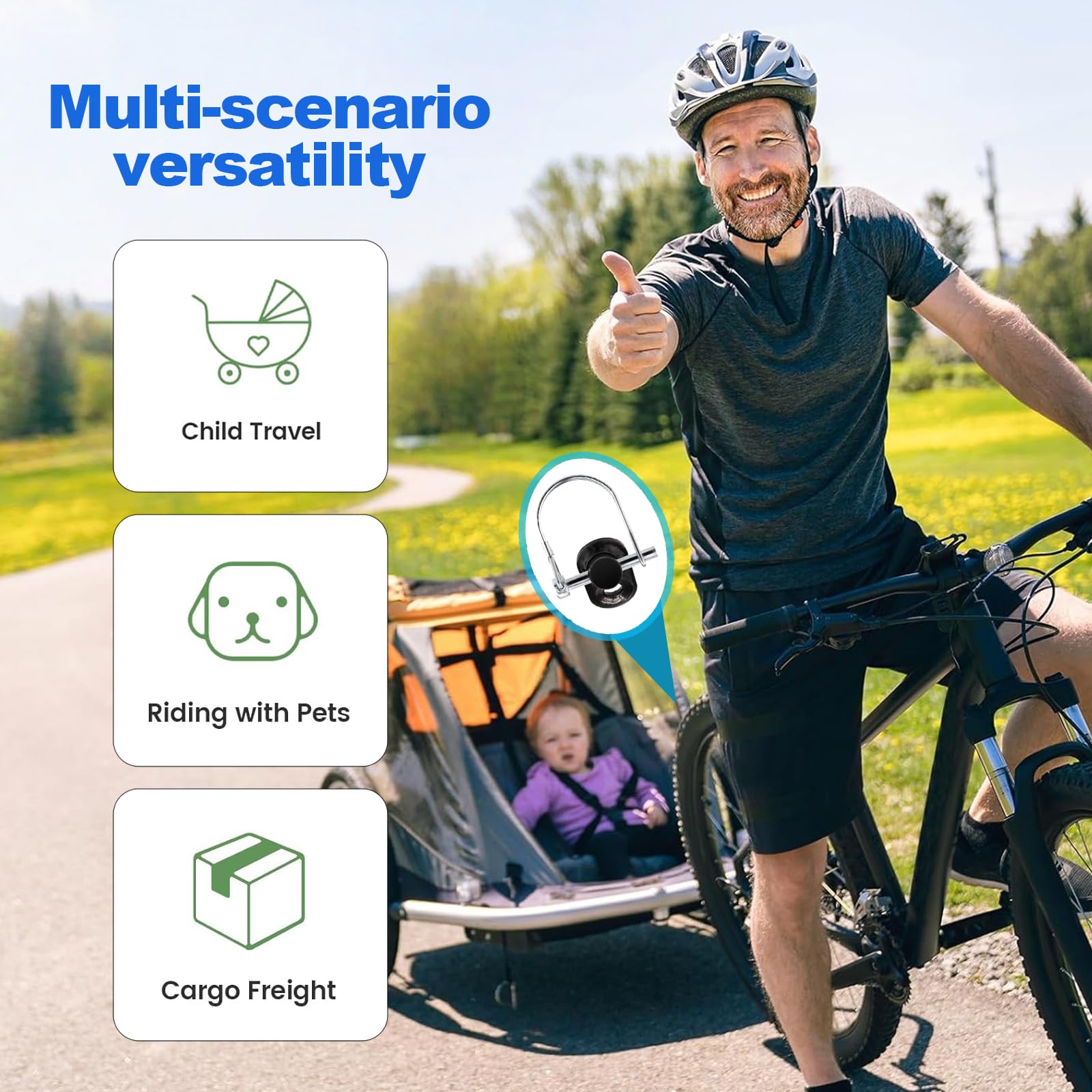 Conector de enganche de remolque de bicicleta, accesorios de adaptador de ciclismo para remolques infantiles, remolques de bicicleta de carga y mascotas 4