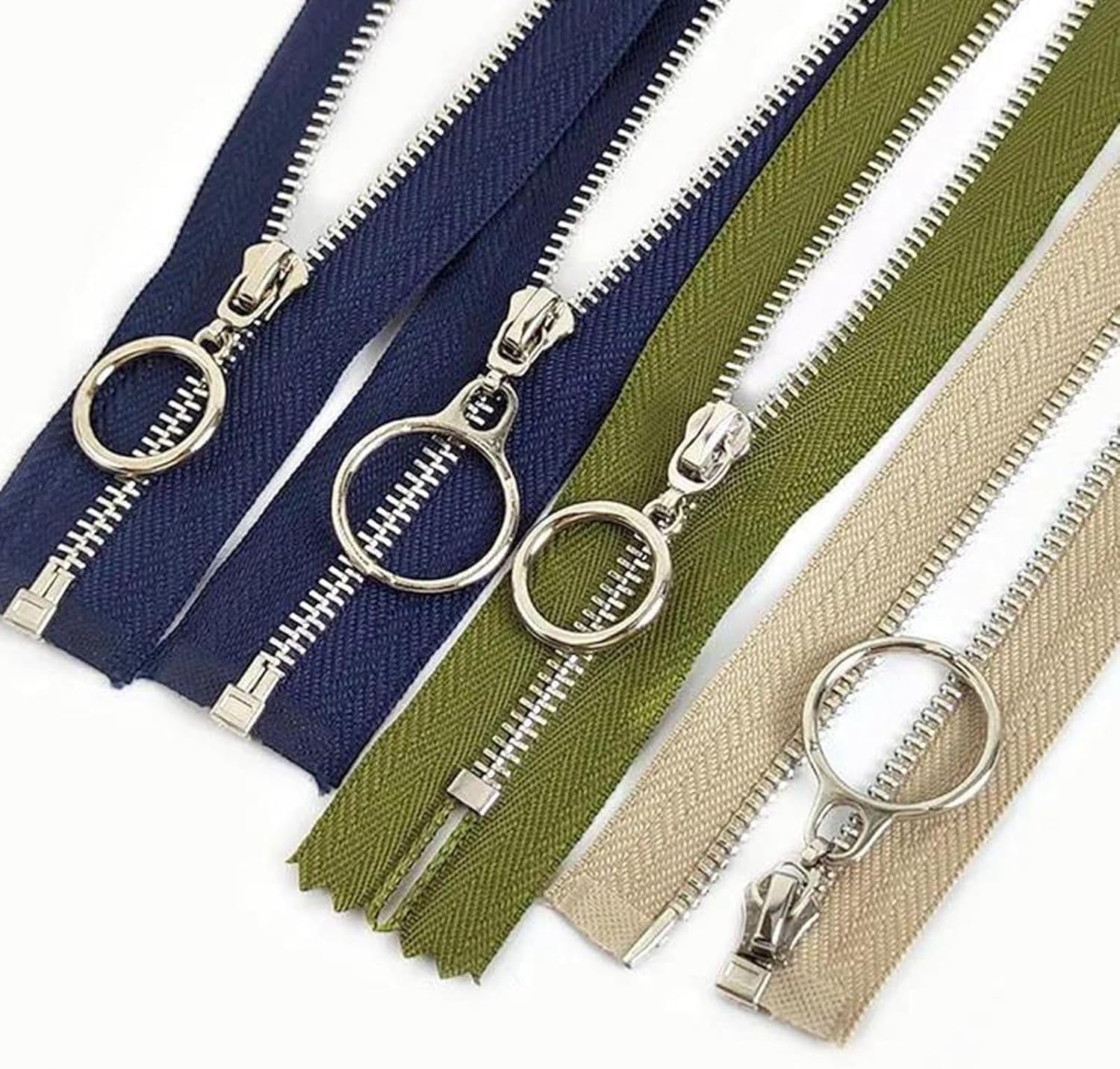 Cremalleras Metálicas de Nylon de Recambio para Co 5 Cremalleras de Metal, Cremalleras Fuertes, Cremalleras Coloridas.(Army Green,Open End 40Cm)