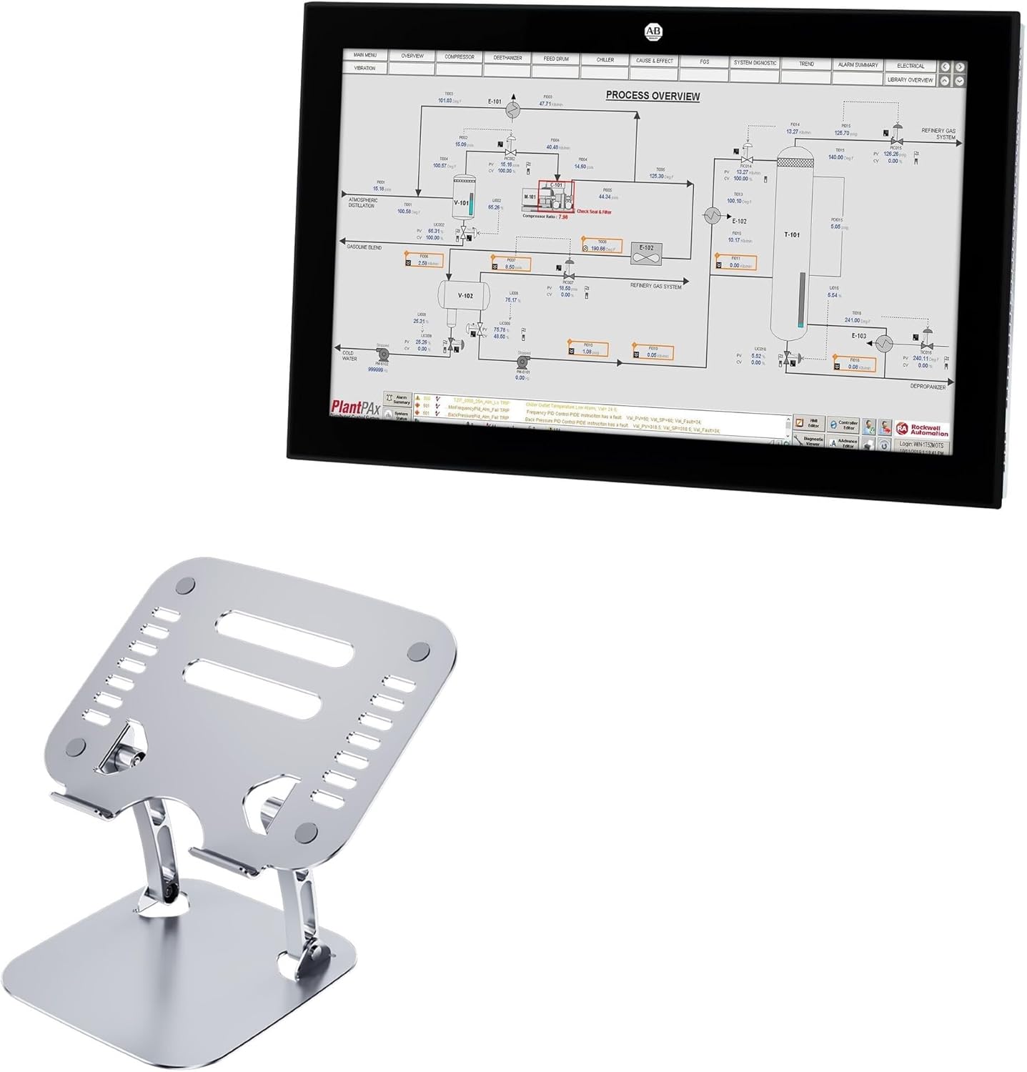 BoxWave Stand and Mount Compatible With Allen Bradley VersaView 6300M (17 in) [4:3 Aspect Ratio] - Executive VersaView Laptop Stand, Ergonomic Adjustable Viewing Angle Metallic Riser - Metallic Silver