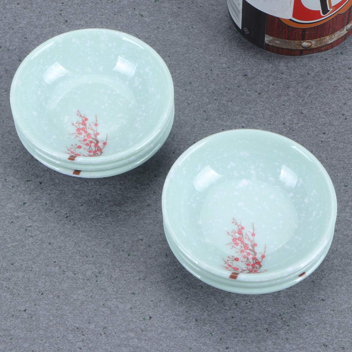 6pcs Side Dish Bowl Melamine Dipping Sauce Dishes Multipurpose Small Seasoning Dishes for Sushi Fruit Appetizer Dessert (Plum Blossom One Size)