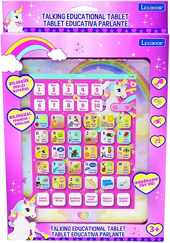 Miniatura 4 de Lexibook Unicorn - Tableta educativa bilingüe de aprendizaje interactiva, juguete para aprender letras del alfabeto, números, palabras, ortografía y