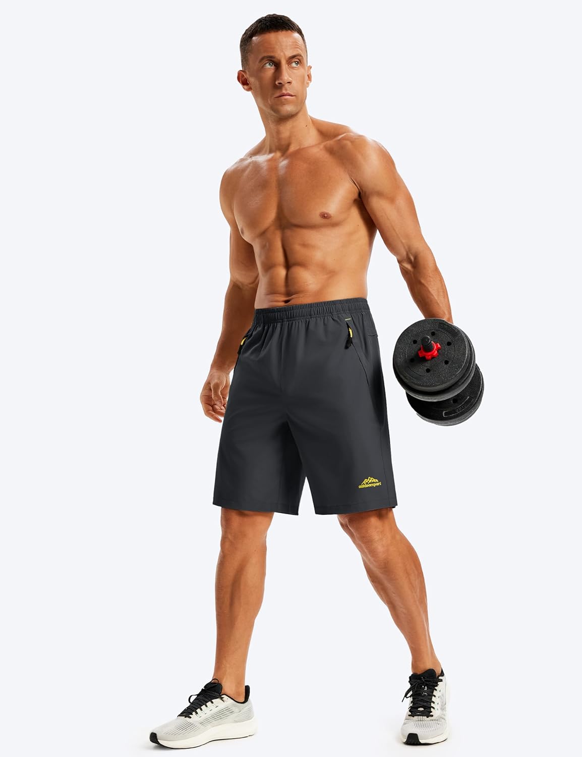 TACVASEN Men's Running Athletic Shorts 9" Quick Dry Workout Gym Shorts Lightweight Summer Shorts 3 Zipper Pockets - Image 6