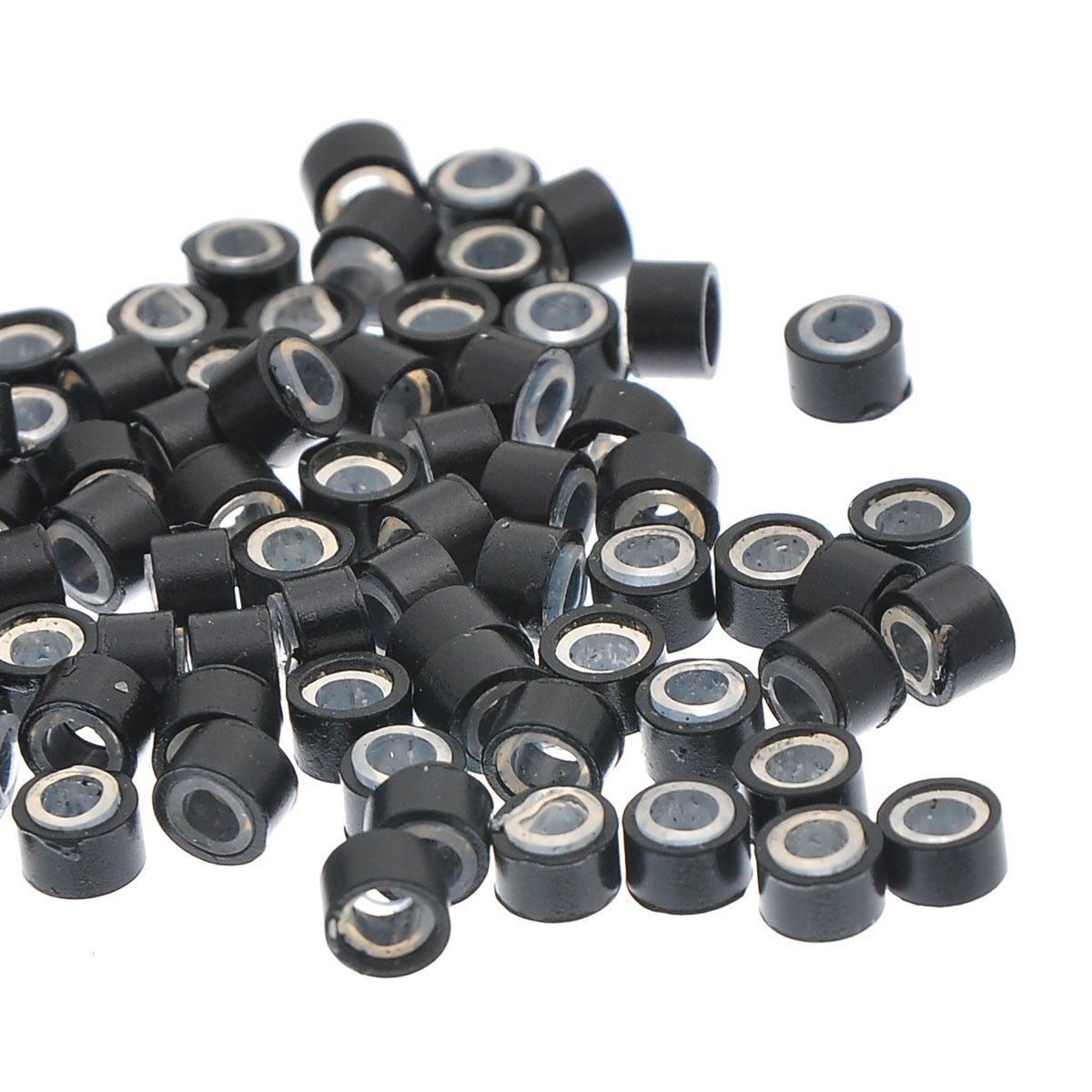 500 PCS 5mm Black Color Silicone Lined Micro Rings Links Beads Linkies For I bonded Tipped Hair Extensions