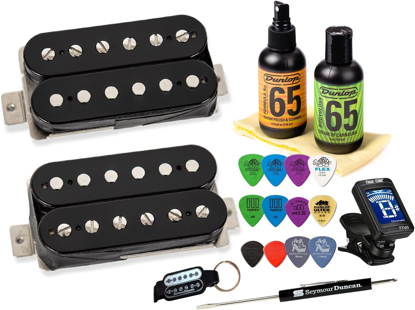 Seymour Duncan Slash 2.0 Electric Guitar Humbucker Pickup Set with Tonebird Care,Picks,Tuner,Tool Bundle Hotter APH-2 11104-20 (Black)