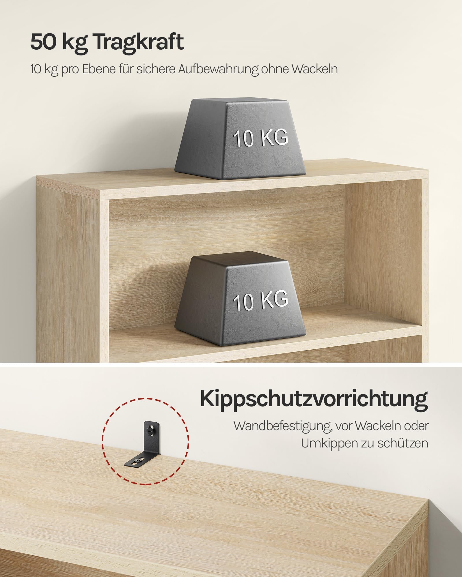WOLTU Bücherregal Bücherschrank mit 5 Fächern, Standregal Aufbewahrungsregal Büroregal Aktenregal, offenes freistehendes Regal, für Wohnzimmer Küche Büro, helle Eiche, 60x144x24 cm, SK022hei