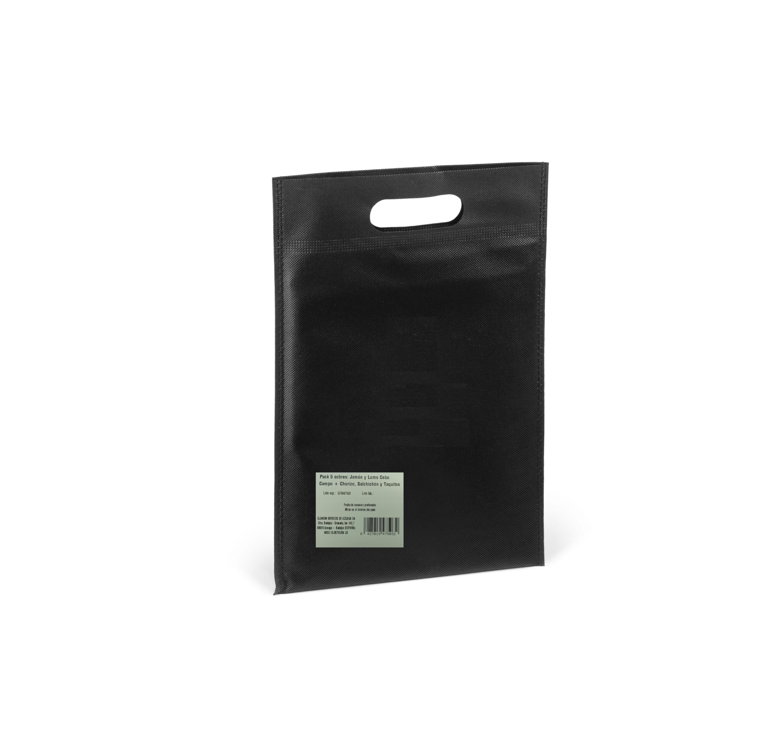 Pack de 5 sobres Loncheados Ibéricos: Jamón Cebo de Campo+Lomo Cebo de Campo+Chorizo Ibérico Extra+Salchichón Ibérico Extra+Taquitos. Extremadura. BERÍDICO. 500 g en total