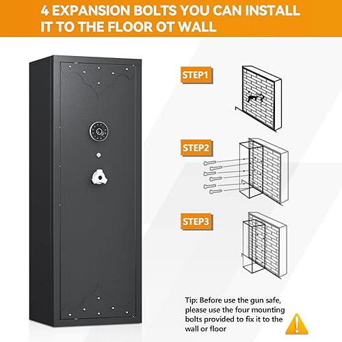 Miniatura 7 de KAER Nuevo 2024 Caja fuerte para armas 10-12, caja fuerte grande para rifle y pistola casera, gabinete de armas, seguro para rifles y escopetas,