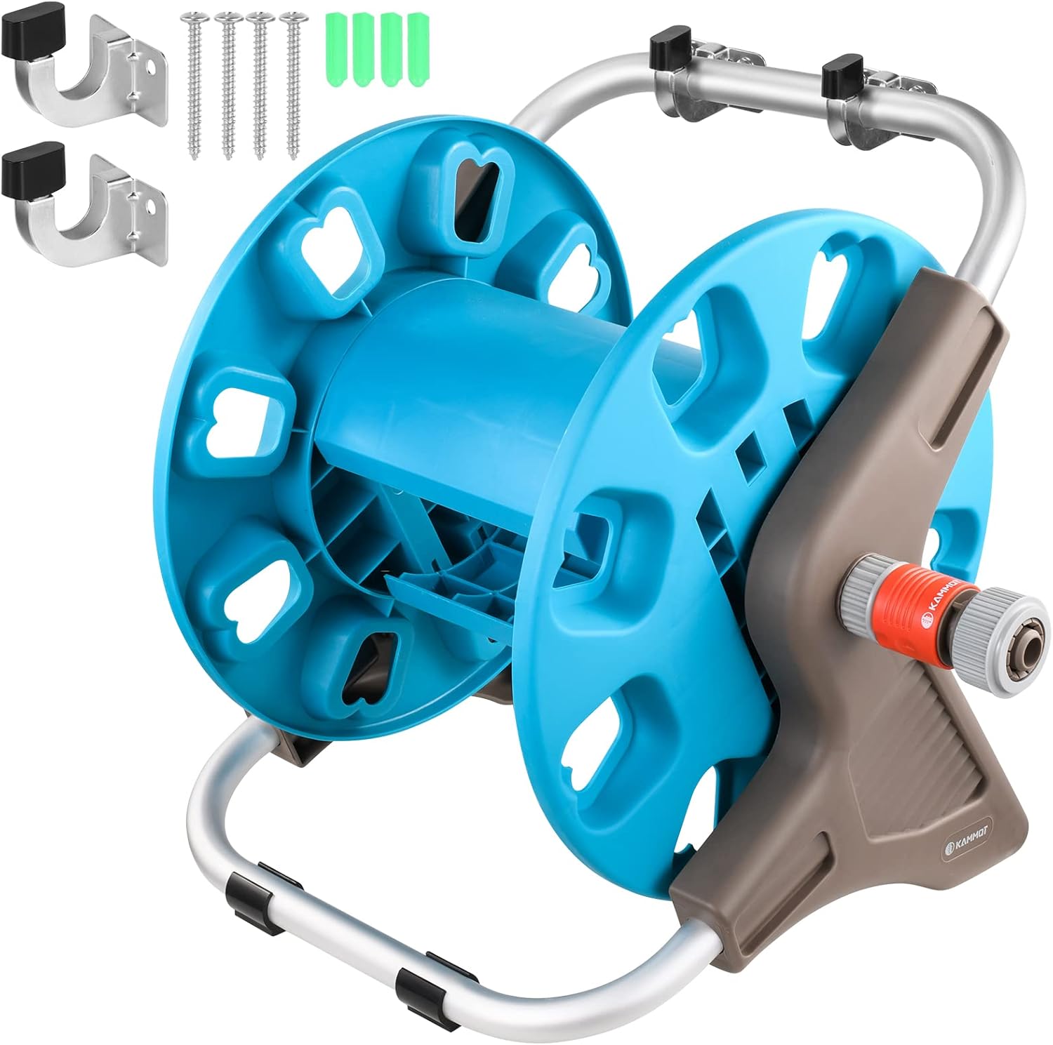 KAMMQI Garden Hose Reel, Wall/Floor Mounted Hose Reel