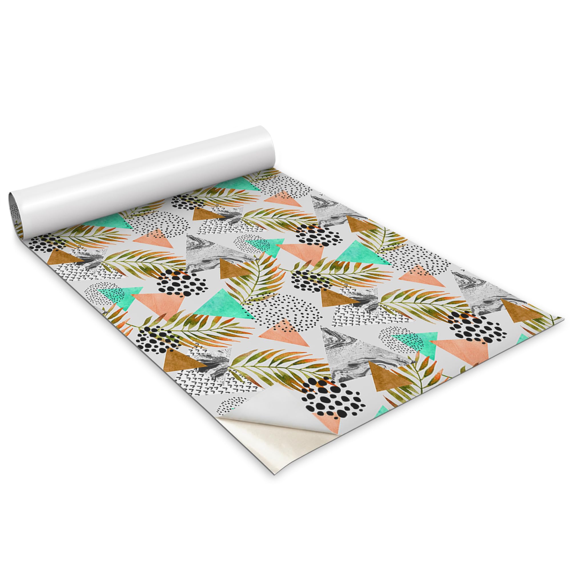 Papel pintado autoadhesivo para muebles Wallfluent mate con diseño de hojas 100x50 cm