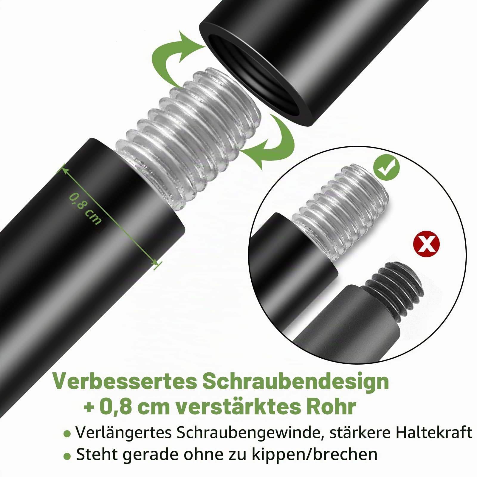 SEGNAYEN Verstellbarer Schäferhaken, 81 cm, Metallpfahlbasis, zum Aufhängen von Weihnachtsgartenlichtern und Pflanzkörben, Schwarz, 4 Stück