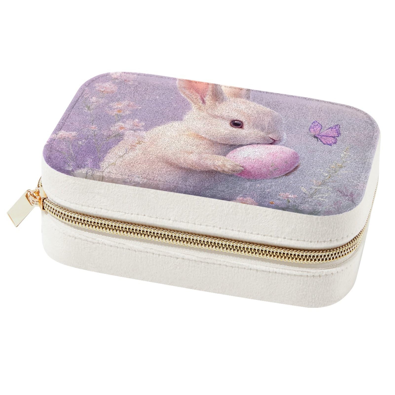 Boîte à bijoux œuf de lapin violet portable pour vos déplacements