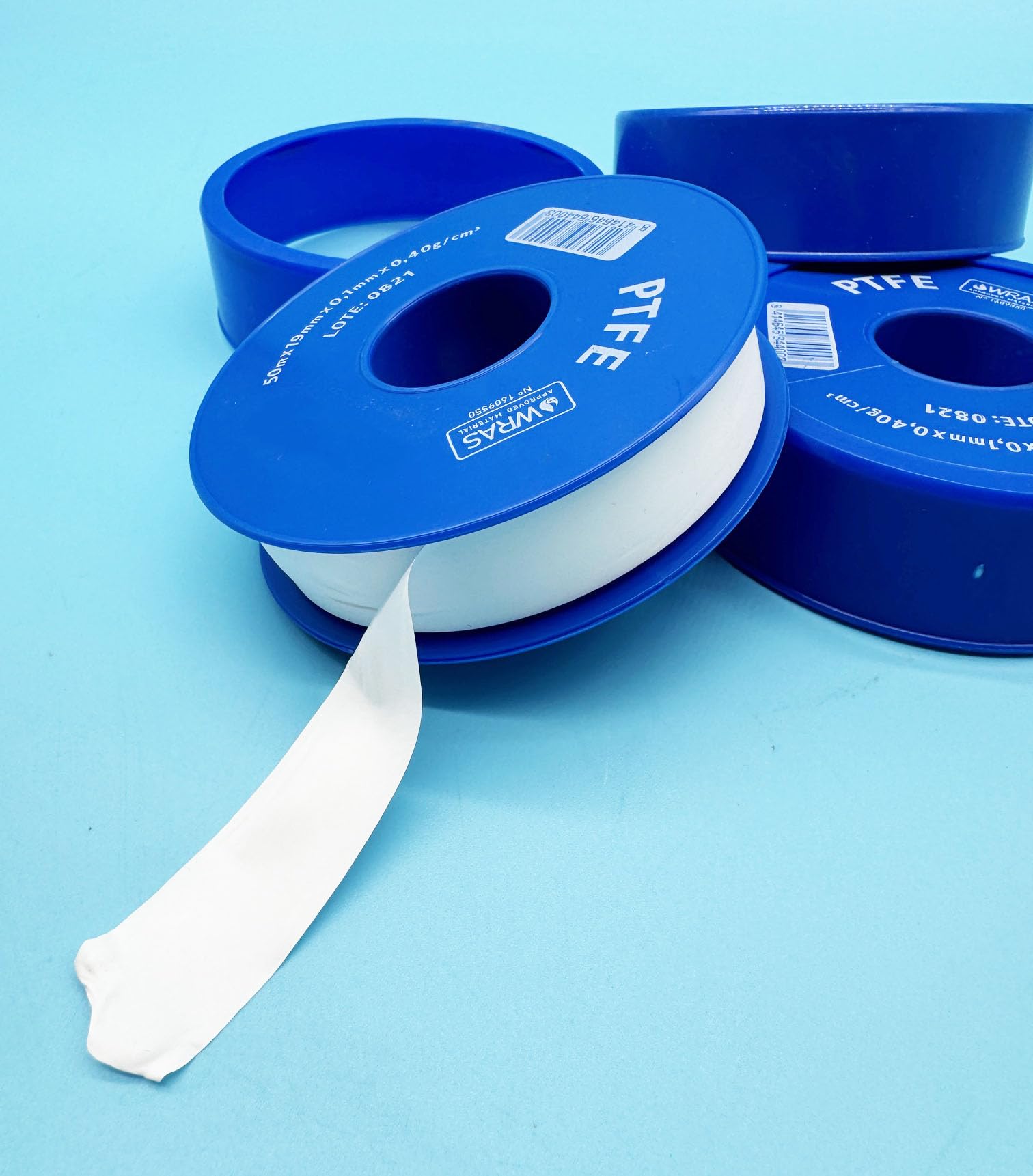 3 Unidades de Rollo de Teflon Grande (Medidas Rollo: 50 metros x 19 mm x 0.1 mm x 0,40 gr/cm3)