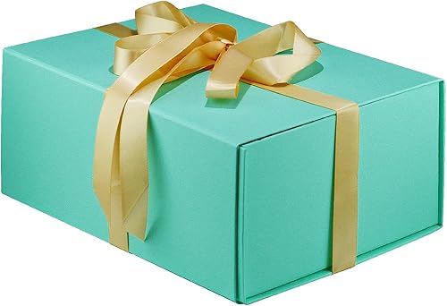 MOYEUPAC Caja de regalo azul, caja de regalo de 9 x 7 x 4 pulgadas con tapas para regalos, cierre magnético para embalaje de regalo, caja de regalo