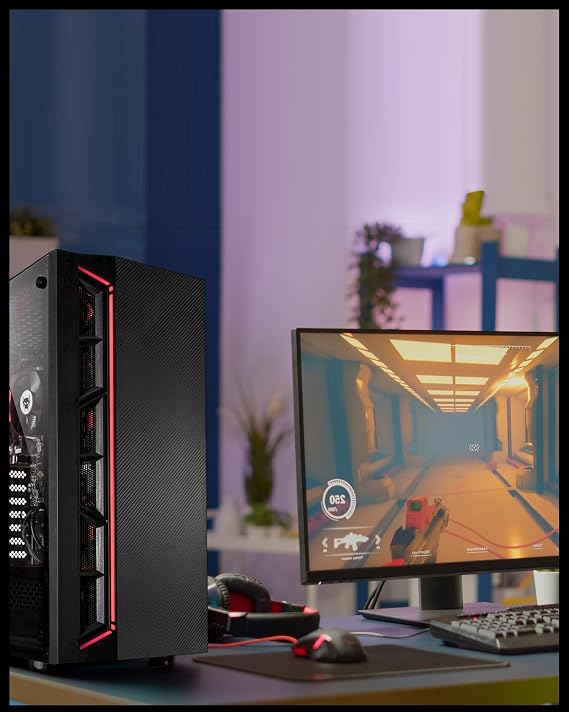 BEASTCOM Q3 Gaming PC Desktop Computer AMD Ryzen 5 5600GT, 4K Vega Graphics 12 Threads, 16GB RAM, 1TB M.2 NVMe, 500W 80PLUS PSU, WiFi, Gaming Office Console, Towers Prebuilt PC