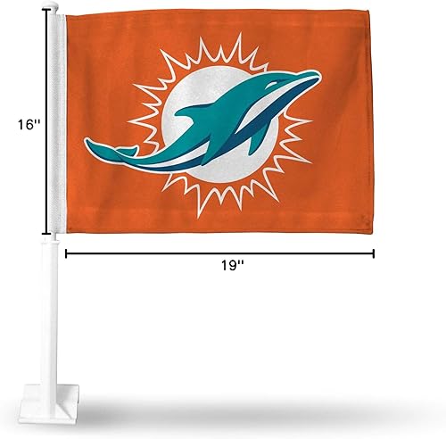 Vista 99 de Rico Industries NFL Double Sided Car Flag - 16" x 19" - Strong Pole That Hooks onto Car/Truck/Automobile