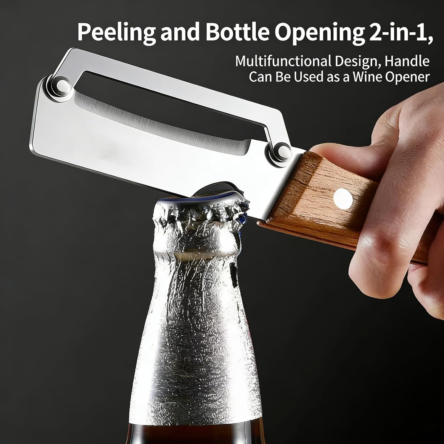 Multi-Functional Vegetable Peeler for Kitchen, Ultra-Sharp Stainless Steel Blade with Wooden Handle and Bottle Opener, For Vegetables or Fruits that Need to Be Peeled (1)