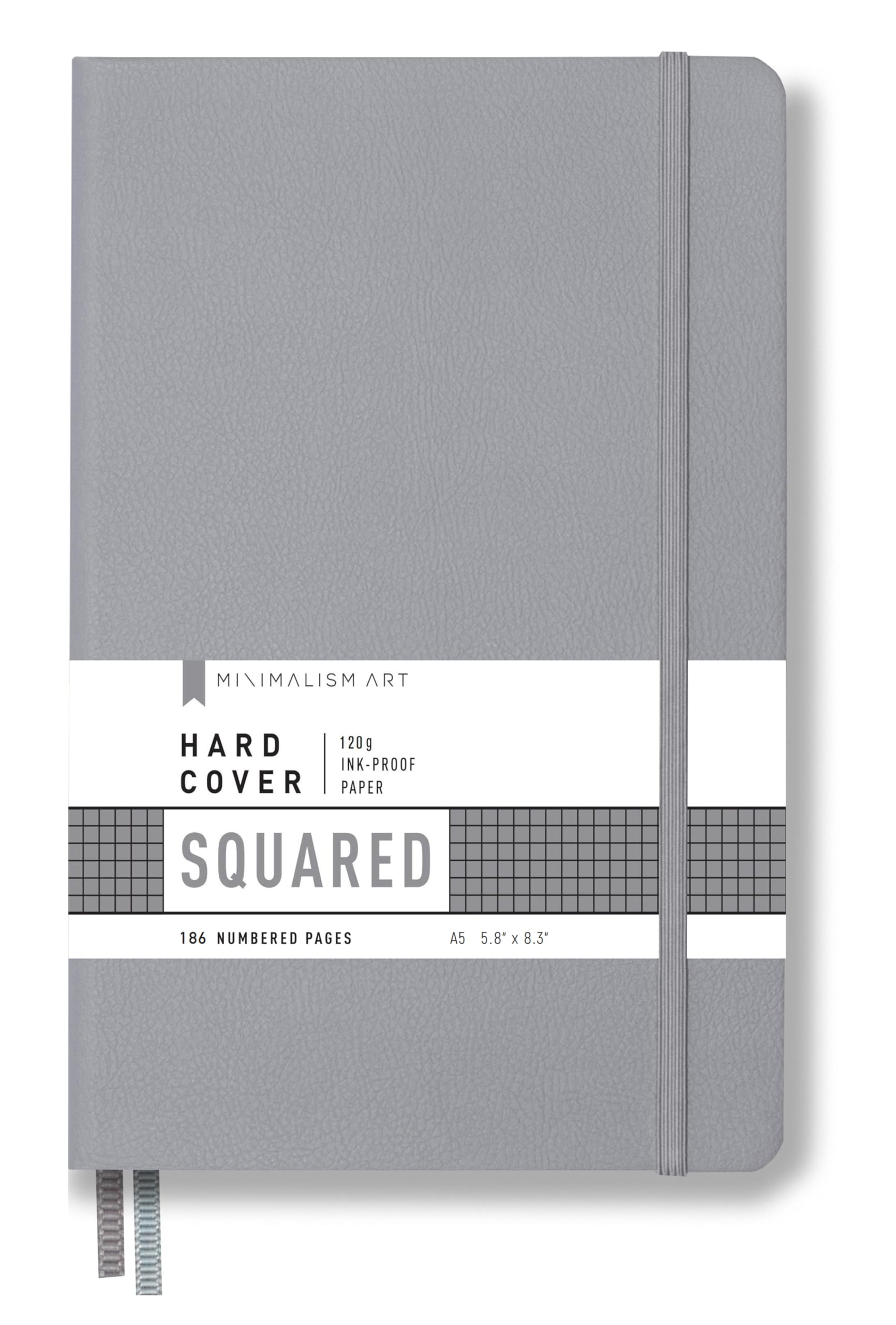 Minimalism Art Premium Edition Notebook Journal, Medium A5 5.8 x 8.3 inches, Hard Cover, 234 Numbered Pages, Ink-Proof Paper 120gsm (Gray)