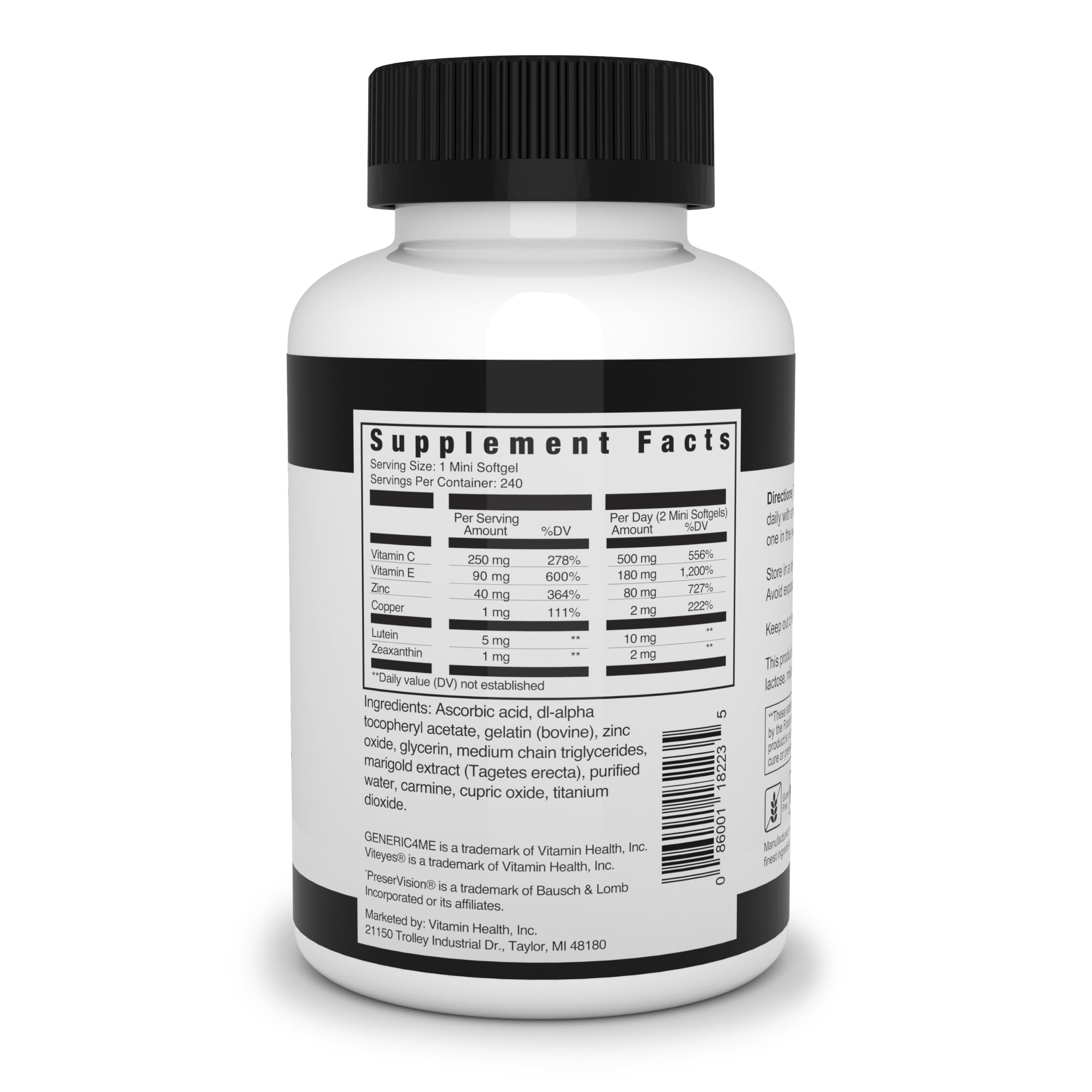 AREDS 2 SoftGels, 500 mg Vitamin C, 400 IU Vitamin E, 10 mg Lutein, 2 mg Zeaxanthin, 80 mg Zinc, 2 mg Copper - Supports Eye Health - 240 Mini SoftGels (Four Month Supply) — Amazon image 3