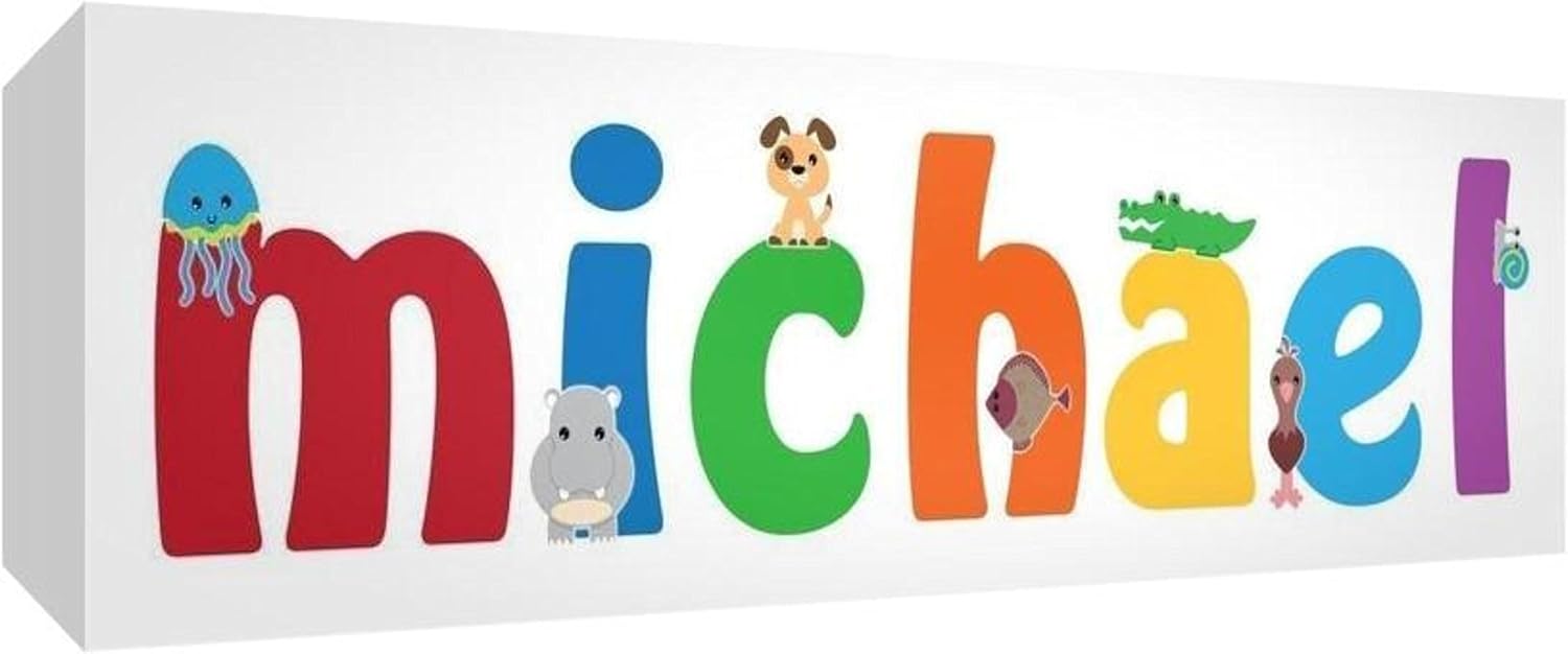 Little Helper LHV MAURIZIO 1542 15IT Tela per Nursery con Pannello Frontale, Disegno Personalizzabile con Nome da Ragazzi Maurizio, Multicolore, 15 x 42 x 4 cm