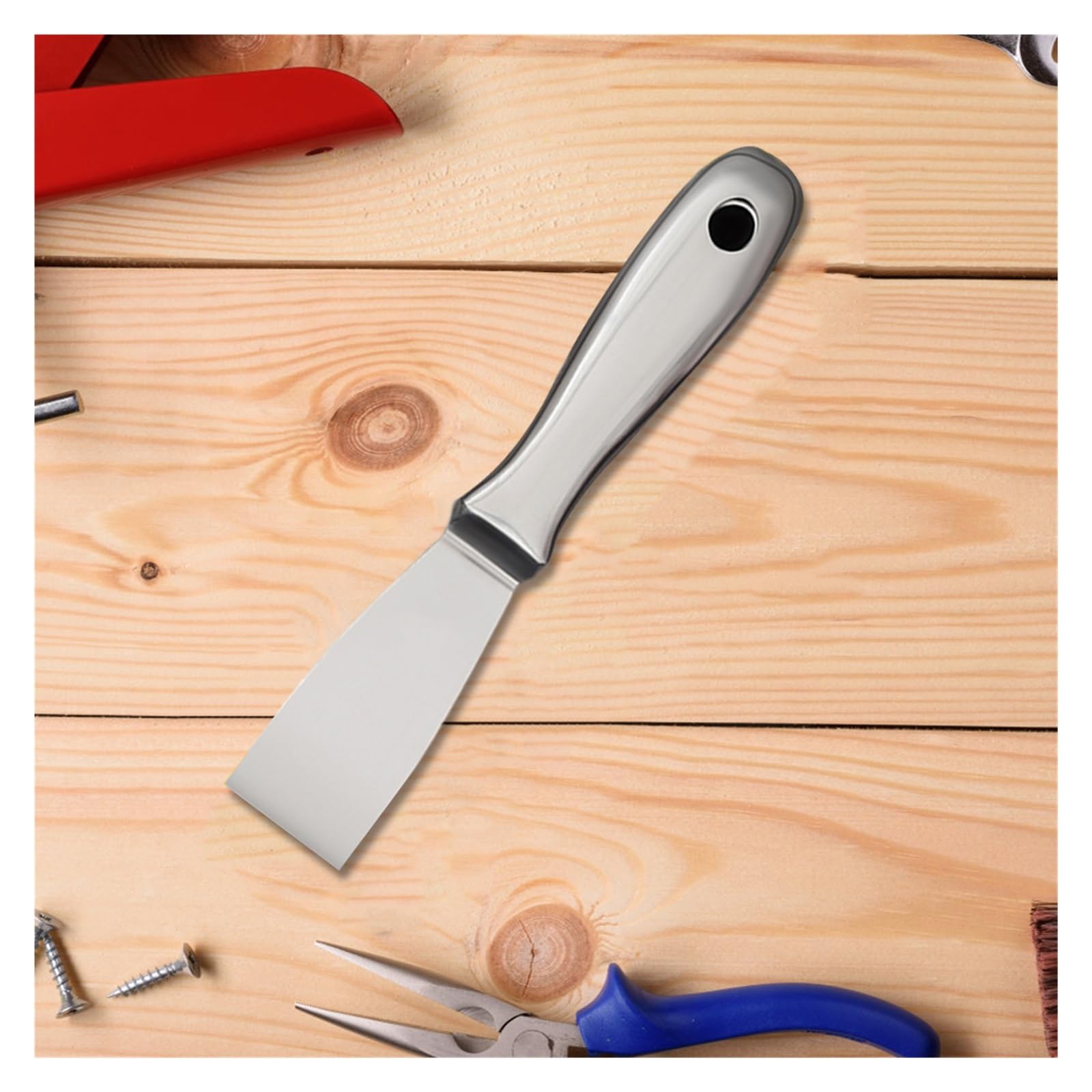 Spatule D'outil De Grattoir De Peinture De Mastic D'acier Inoxydable Monobloc for Le Coulis De Carreaux De Céramique De Mur De Sol(8Inch)