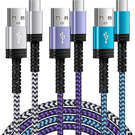 Durable and Reliable: 10FT 3-Pack Phone Charging Cords for Android Type C