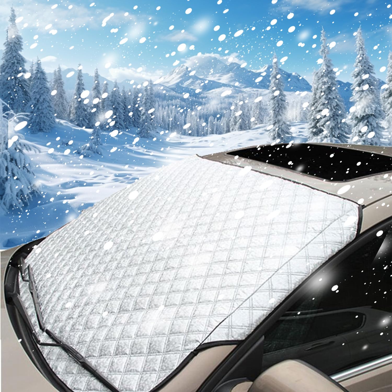 Copriparabrezza Auto Invernale - Spesso, Con Fissaggio Magnetico, 145x110 Cm, Per Tutte Le Stagioni