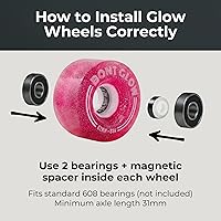 Vista 5 de Bont Ruedas de patinaje LED para exteriores con luz brillante, 2.441 x 1.378 in, 83 A, paquete de 4, para patinaje de calle y recreativo