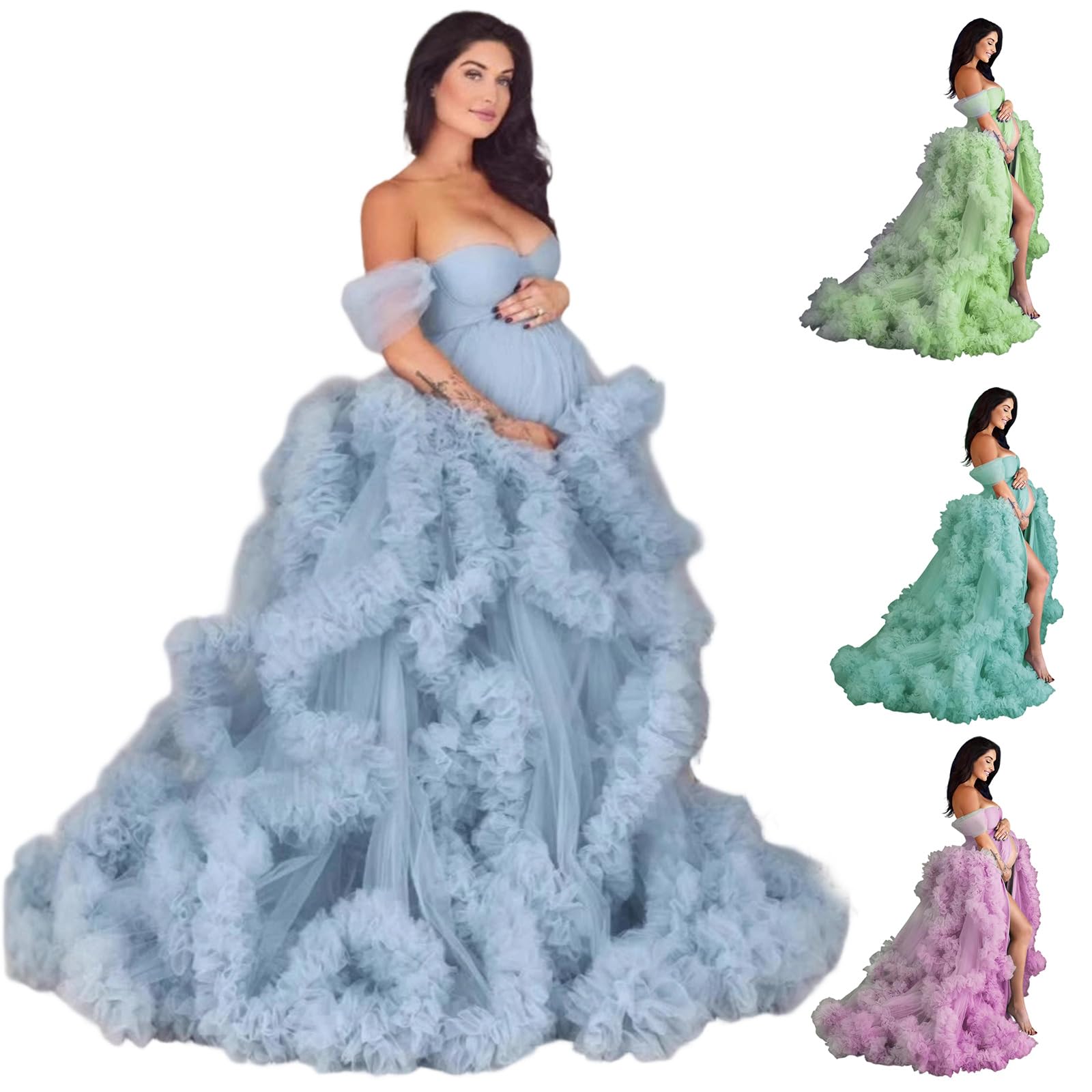Vestido de maternidad elástico con tela de poliéster ligera, perfecta para fotografía prenatal, vestido de maternidad de poliéster