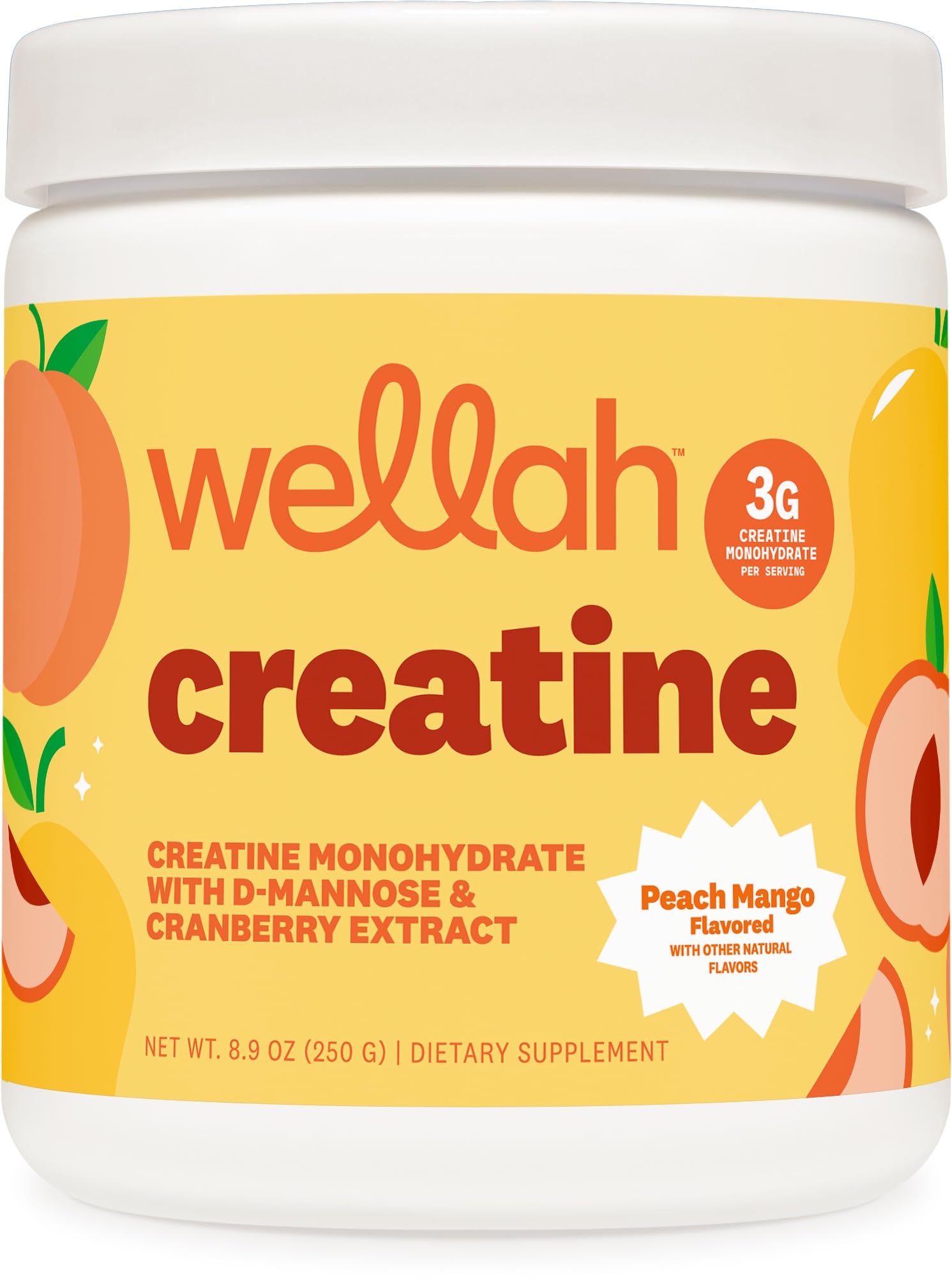 Wellah Creatine for Women, Peach Mango, 50 Servings