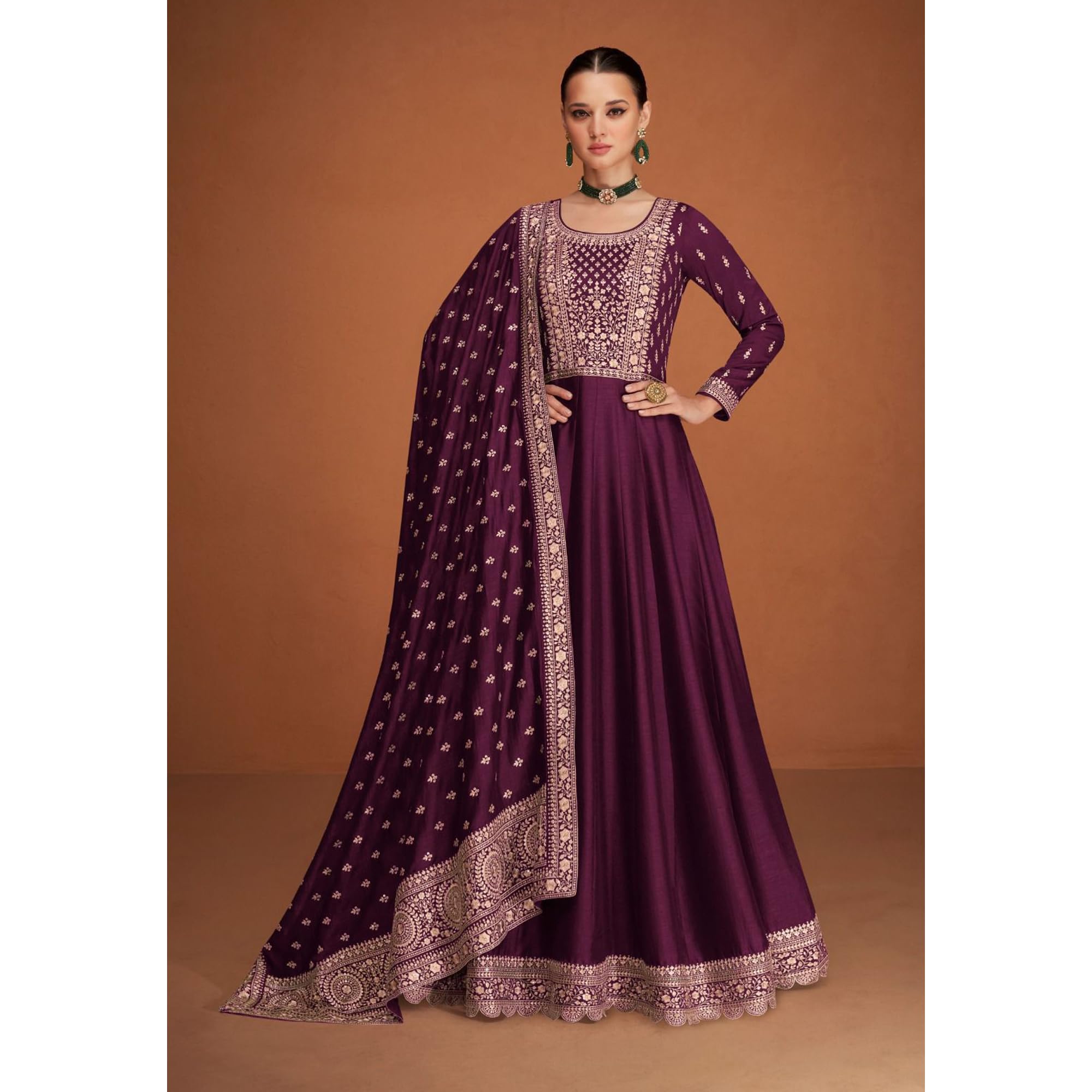Abiti da sposa Pakistani Salwar Kameez Vestito Cucito Indiano Stile Anarkali Abiti