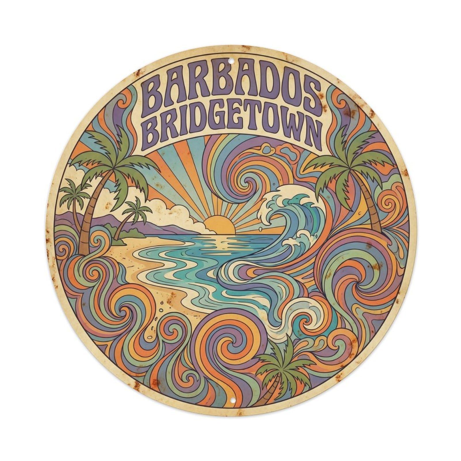 Barbados Bridgetown Tropical Coast Graphic Color Metal Tin Sign