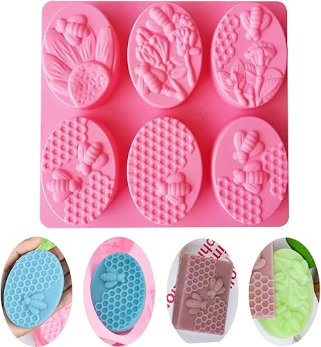 Miniatura 7 de 4 piezas moldes de jabón de silicona con forma de abeja, moldes de panal para hacer chocolate, gelatina y dulces