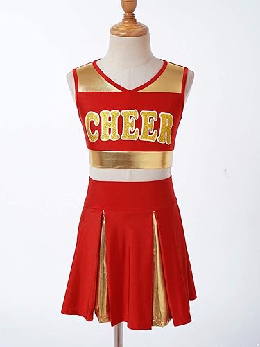 Miniatura 3 de Disfraz de baile de animadoras juveniles, uniforme de animadora, vestido corto con falda plisada y pompones